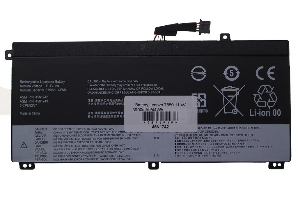 Battery Lenovo T550 11.4V 3900mAh/44Wh                      