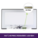 Pantalla LCD InnoLux14" WUXGA Slim 1920x1080 - N140HCN-E5B