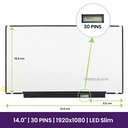 Pantalla LCD LG 14" WUXGA Slim 1920x1080 - B140HAN03.9